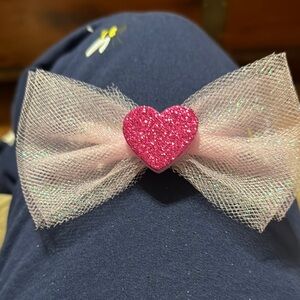Glittery Pink Heart Bow for Kids